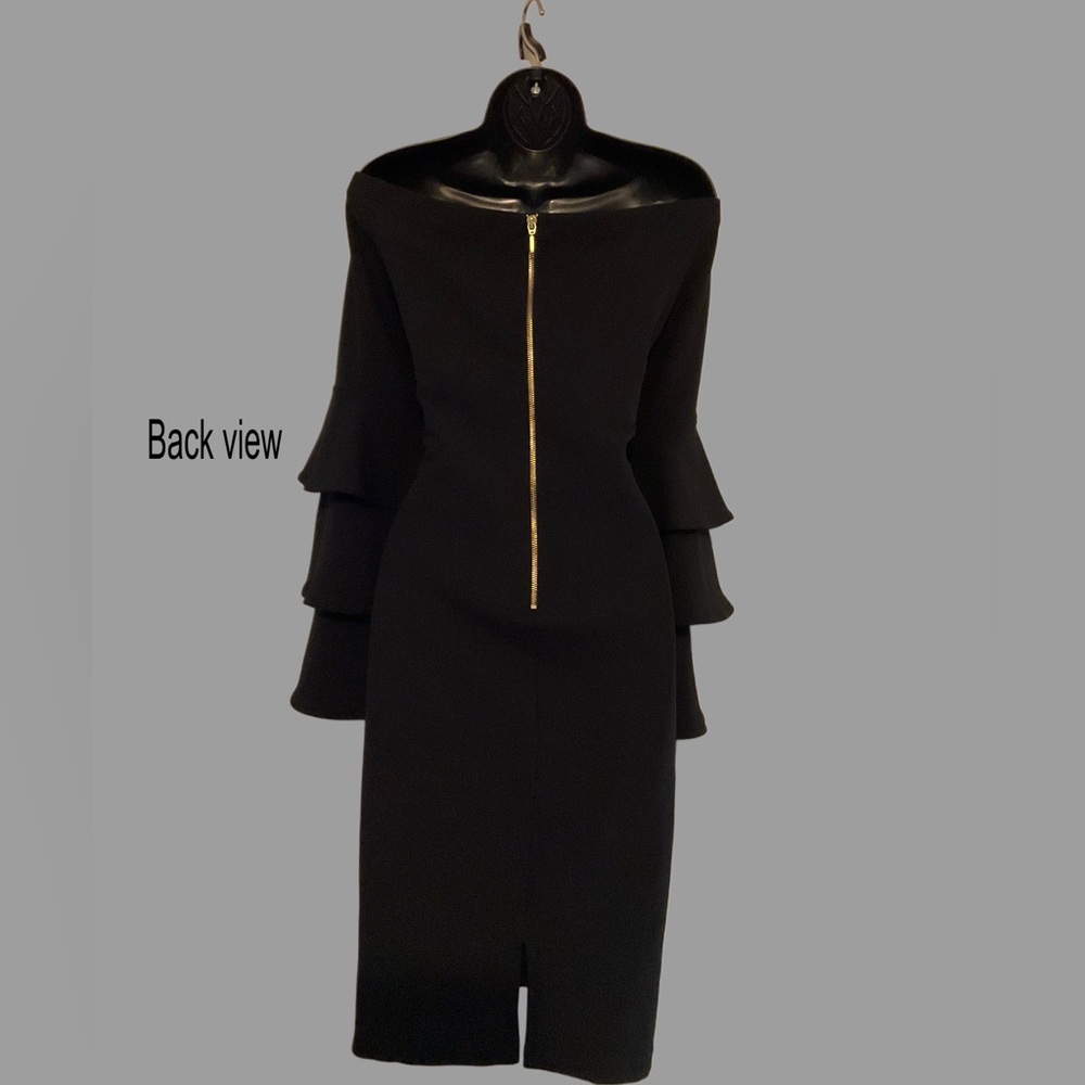Chic Black Off the Shoulder Layered Sleeve Dress - Picture 2 of 2